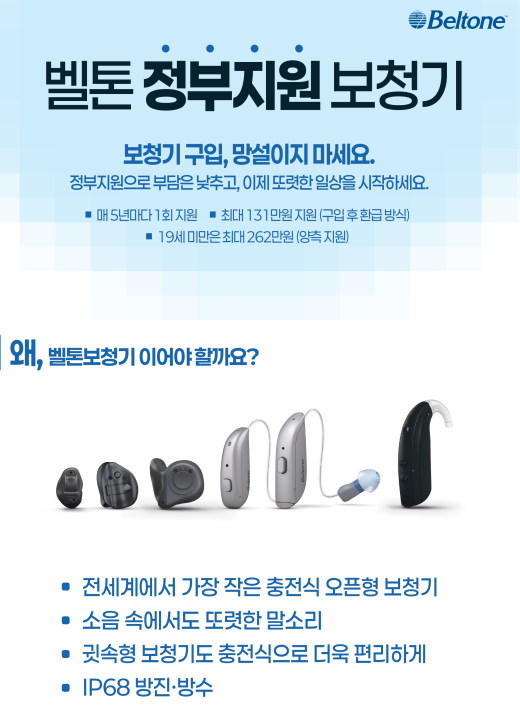 2026년 벨톤(Beltone) 정부지원 보청기(보조기기) 가격표(Price List) — 원문 이미지 2