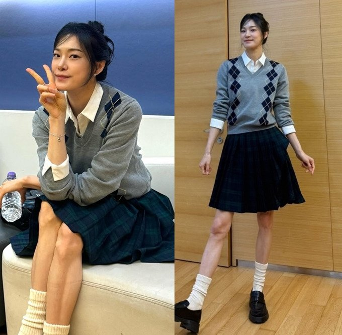 옥자연 아가일룩 37세 언니 37세 언니 반전 변신 프레피 이미지 6