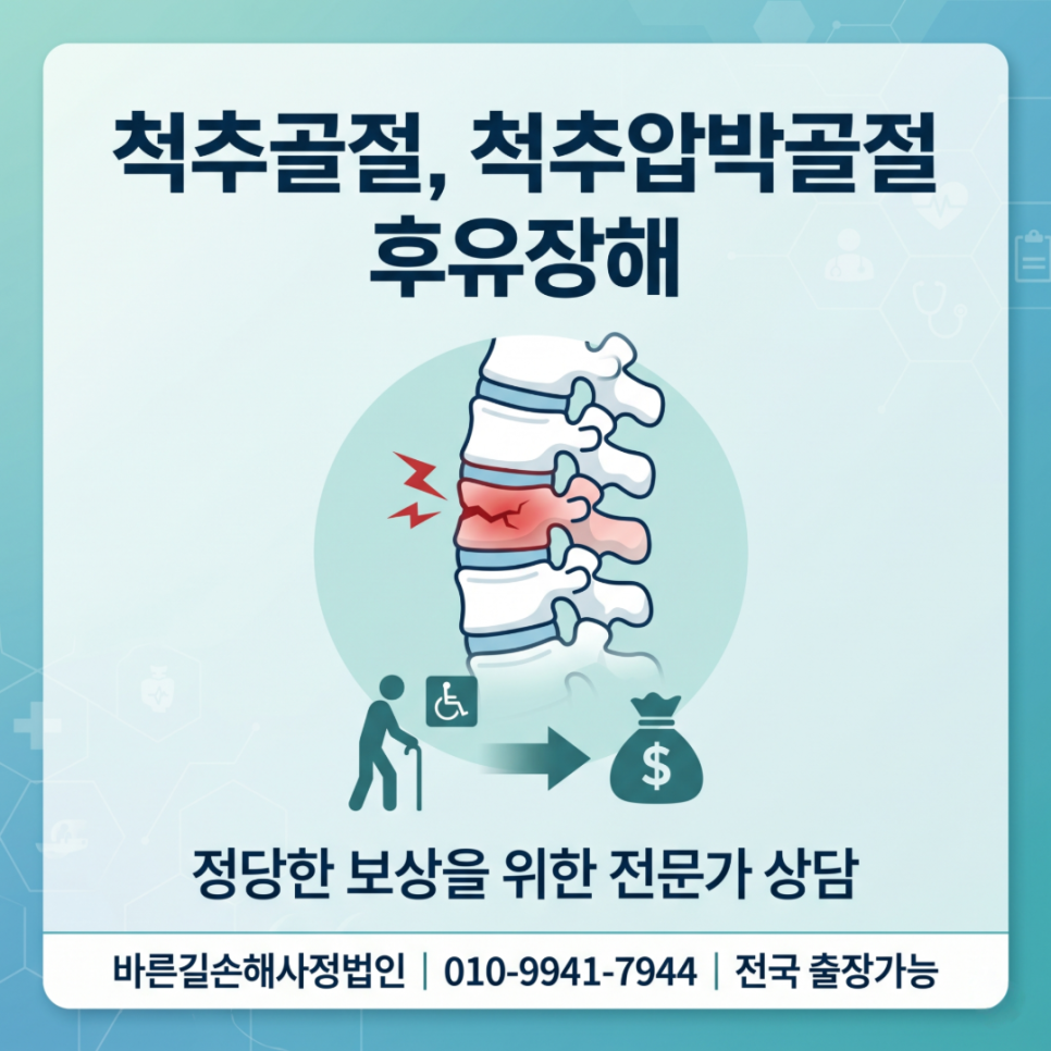청주손해사정사 척추압박골절 진단서 후유장해 보상