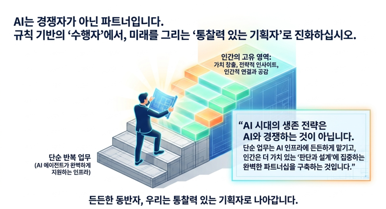 AI 시대, 규칙 기반의 '실무자'에서 '통찰력 있는 기획자'로 진화하라: 일반적 수행에서 '가치 창출'로 바뀌는 미래 직무의 조건