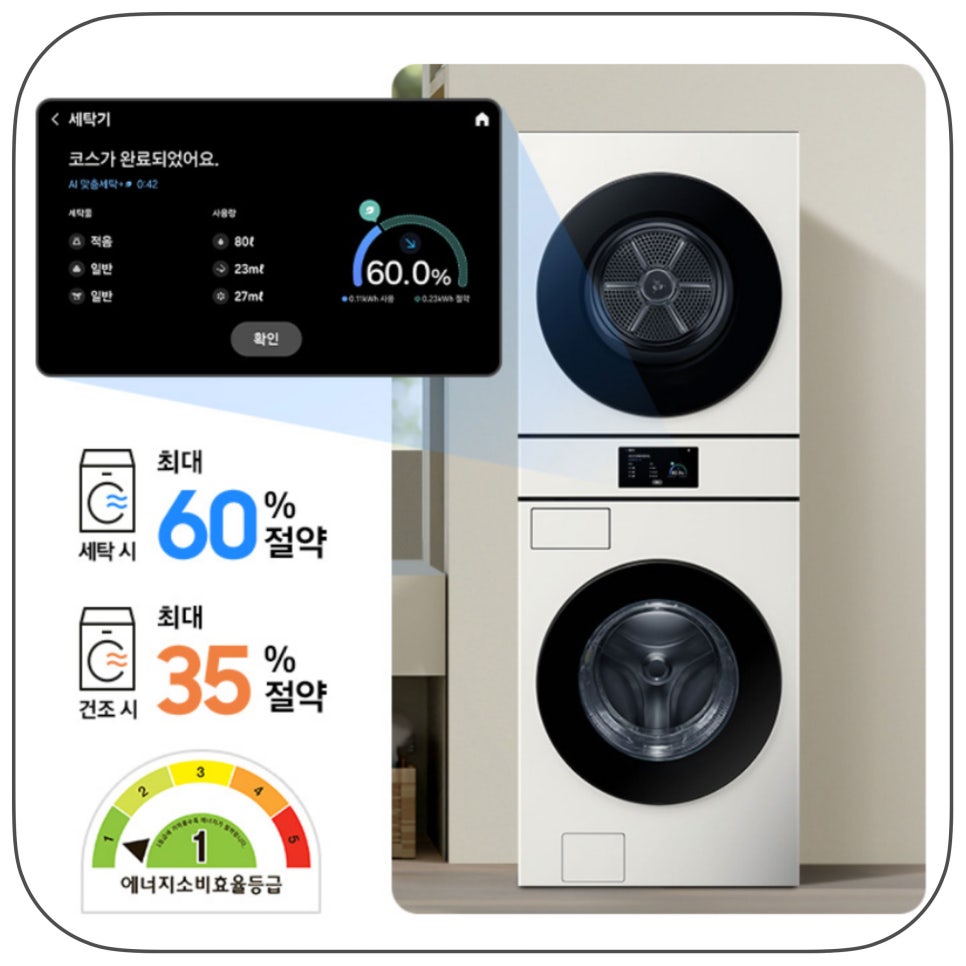 삼성 비스포크 AI 원바디 WH90F2520AAHY, 25kg 세탁기 건조기 선택 전 볼 점