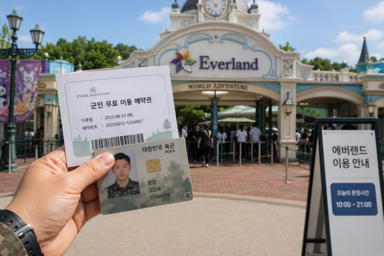 휴가 장병 및 사회복무요원의 에버랜드 무료 입장 필수 지참 서류 및 컬러 출력 안내