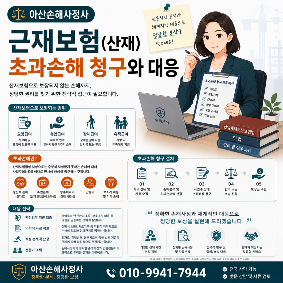 아산손해사정사 근재보험 산재 초과손해 청구와 대응