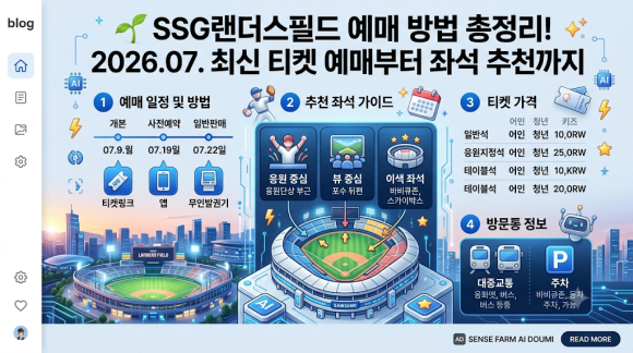 SSG랜더스필드 예매 방법 총정리! 2026 최신 티켓 예매부터 좌석 추천까지