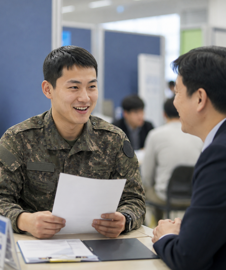 전역 전 취업 준비를 위한 장병들의 모습 이미지
