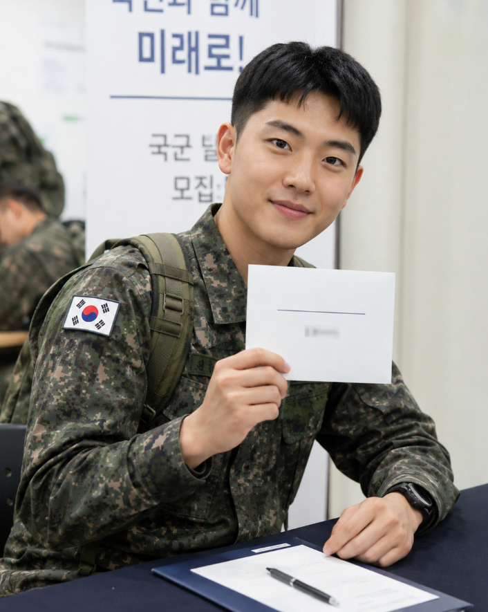 채용버스킹 행사장에서 상담을 받는 장병
