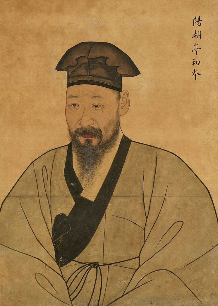 얼굴 윤곽과 수염만 먹선으로 그려 넣은 이유원 57세 때의 초상 밑그림
