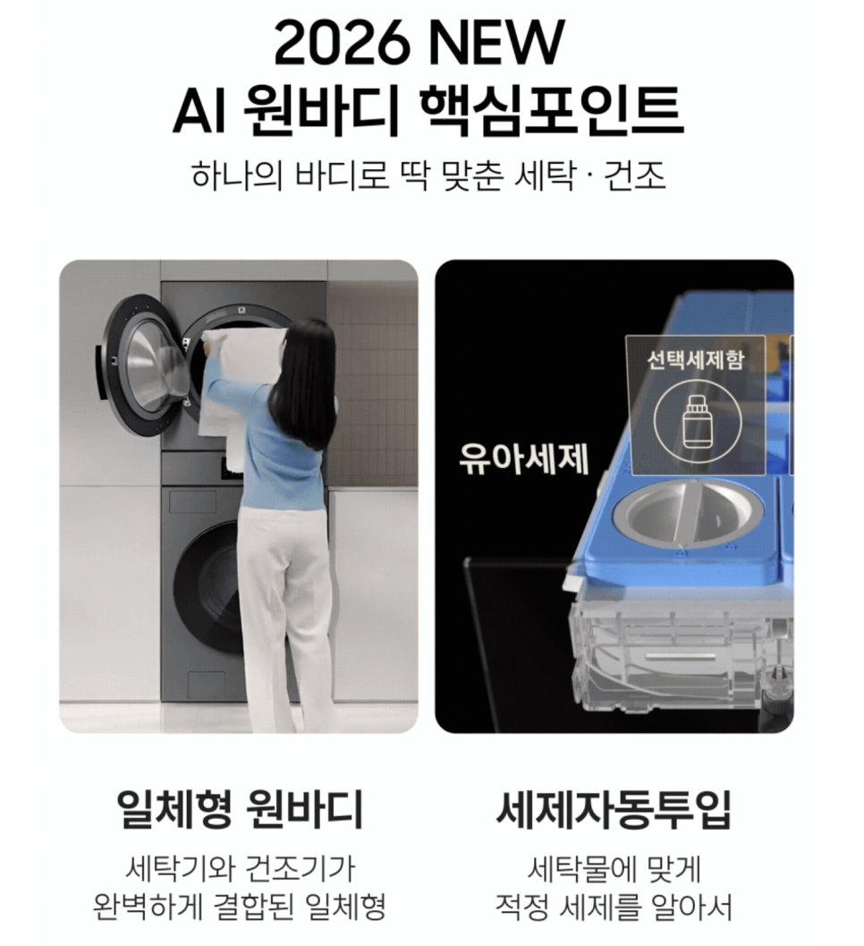 삼성 비스포크 AI 원바디 특가 세탁기 및 건조기, 24kg·25kg 세탁건조기 고르는 법