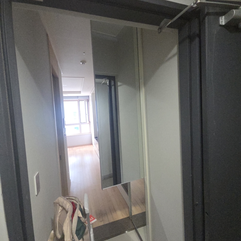 역삼 이사 전 수납장 거울 도어 교체 — 금 간 거울만 새 도어로 — 현장 사진 2