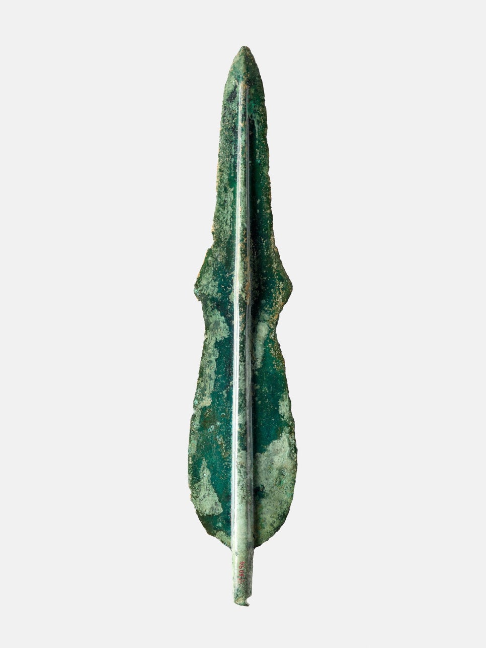 A Bronze Age Liaoning-type bronze dagger with its green patina intact.