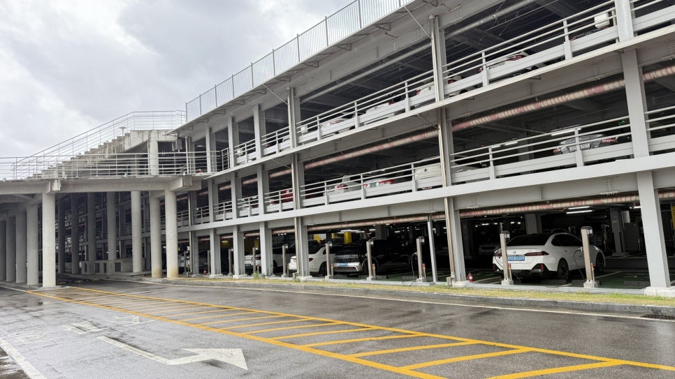 The wide open-air car park at the Culture Factory complex used by MMCA Cheongju.