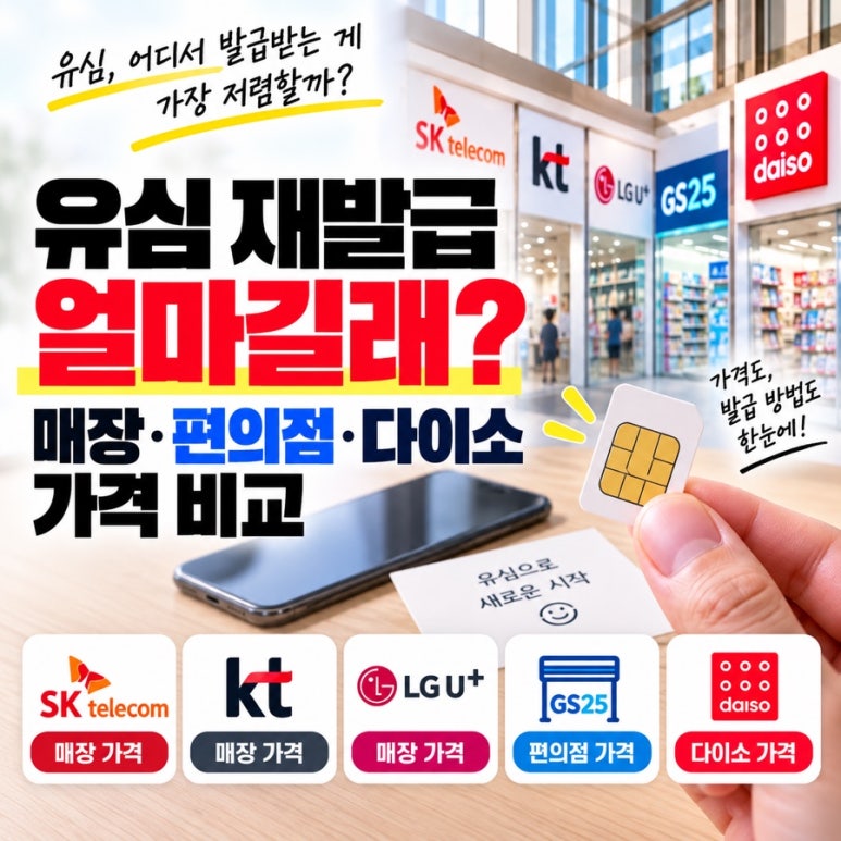 유심 재발급 얼마길래? 매장·편의점·다이소 가격 비교 관련 이미지