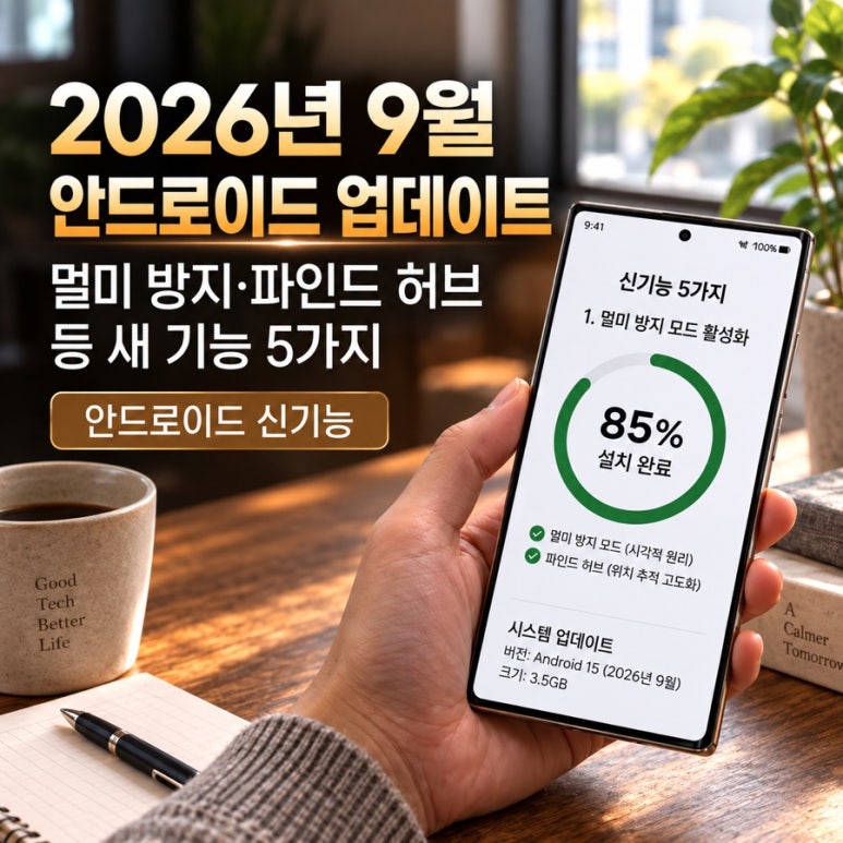 2026년 9월 안드로이드 업데이트|멀미 방지·파인드 허브 등 새 기능 5가지 관련 이미지