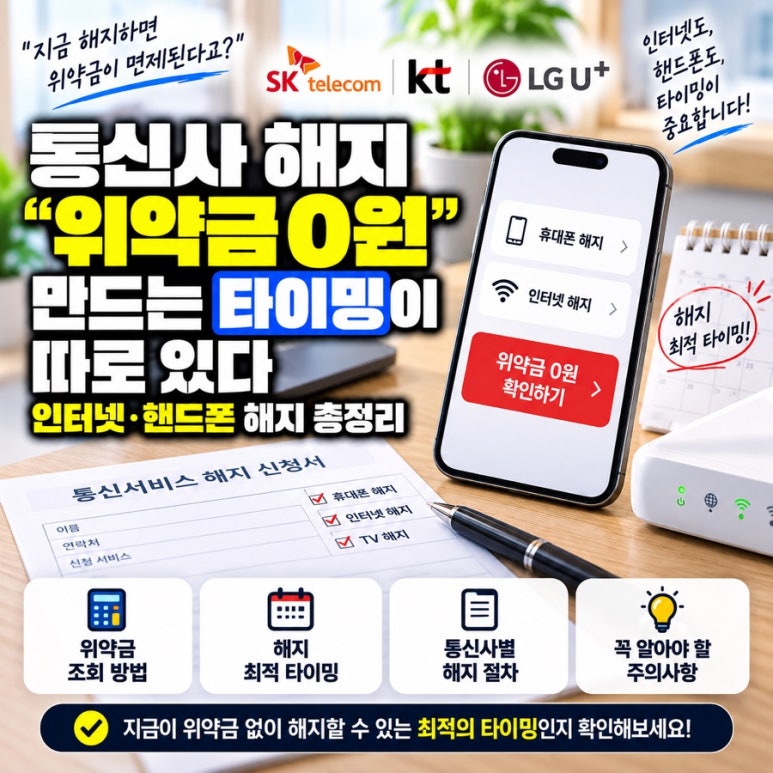 통신사 해지 "위약금 0원 만드는 타이밍"이 따로 있다 — 인터넷·핸드폰 해지 총정리 관련 이미지