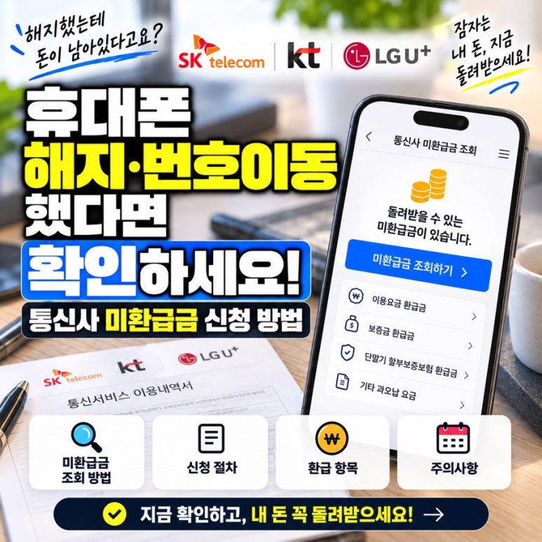 휴대폰 해지·번호이동했다면 확인하세요|통신사 미환급금 신청 방법 관련 이미지