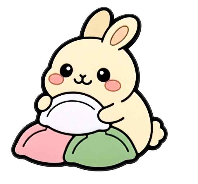 송편을 든 토끼 모양의 신발 장식(지비츠) 기념품