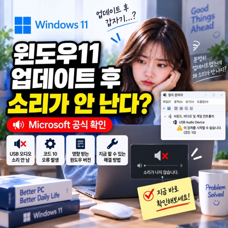 윈도우11 업데이트 후 소리가 안 난다면?|9월 업데이트 오류, 이것부터 확인하세요 관련 이미지