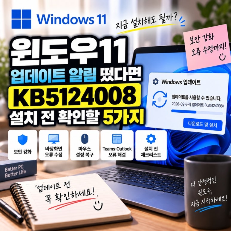 윈도우11 업데이트 알림 떴다면|KB5124008 설치 전 확인할 5가지 관련 이미지