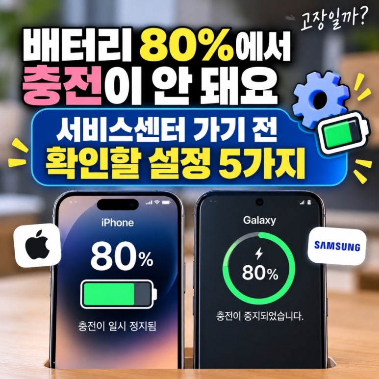 배터리 80%에서 충전이 안 돼요|서비스센터 가기 전 확인할 설정 5가지 관련 이미지