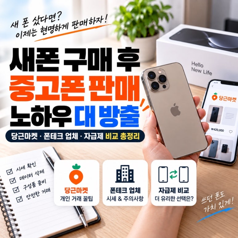 새폰 구매 후 중고폰 판매 노하우 대 방출 (당근마켓 · 폰테크 업체 · 자급제 비교 총정리) 관련 이미지