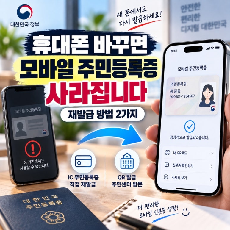 휴대폰 바꾸면 모바일 주민등록증 사라집니다|재발급 방법 2가지 관련 이미지