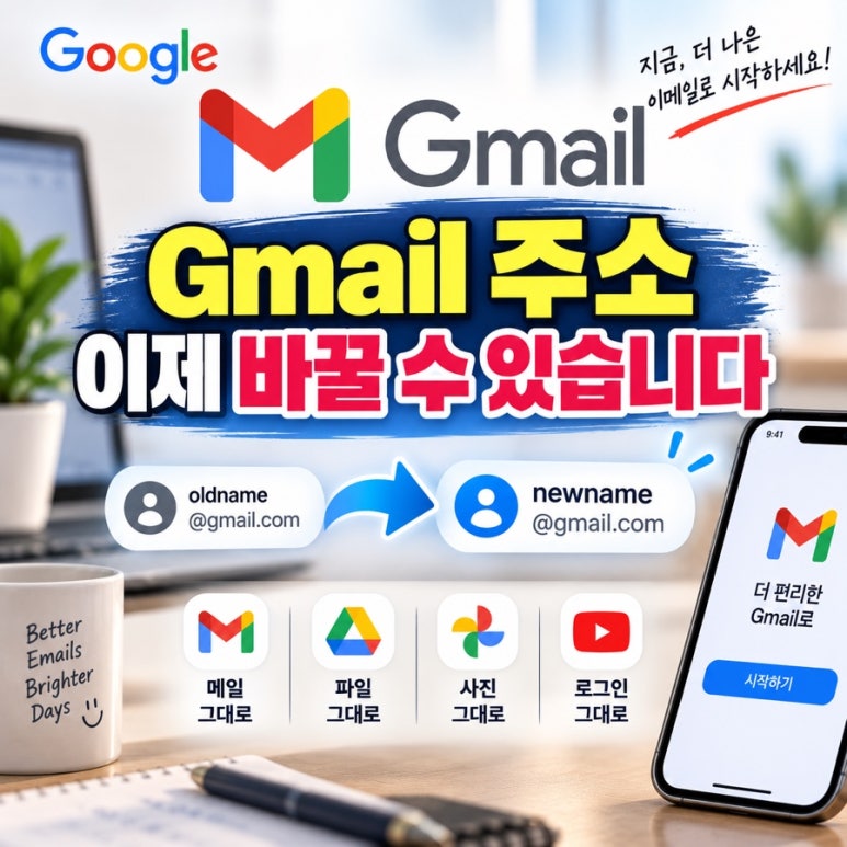 Gmail 주소 이제 바꿀 수 있습니다|메일·사진·로그인은 어떻게 될까? 관련 이미지