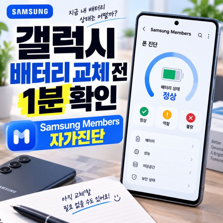갤럭시 배터리 교체 전 1분 확인|Samsung Members에서 상태 보는 법 관련 이미지