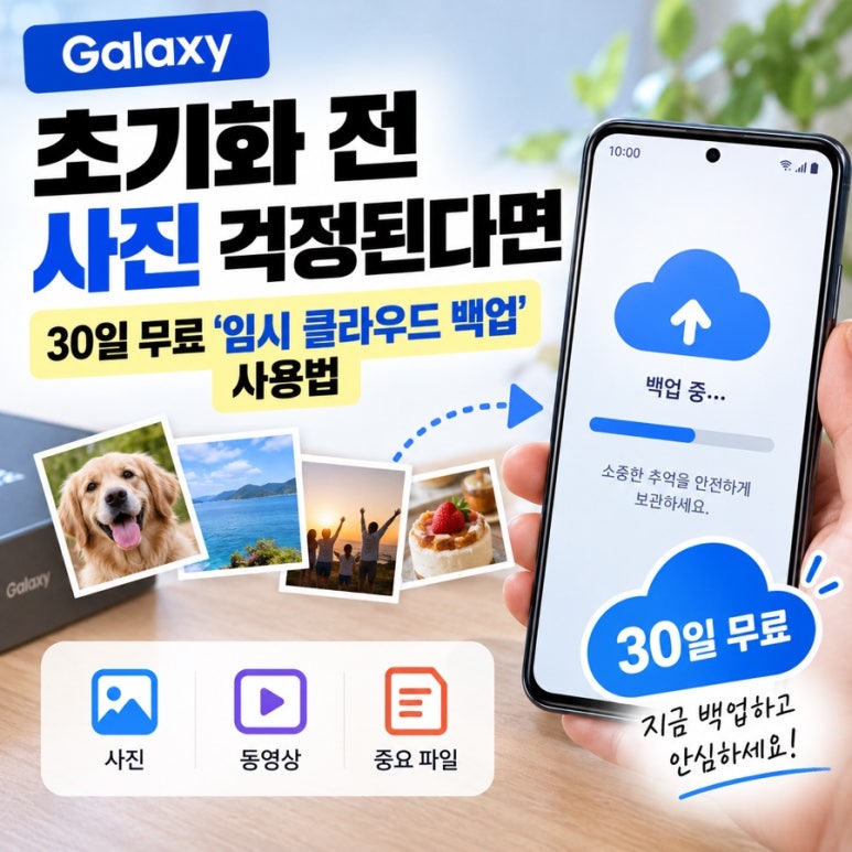 갤럭시 초기화 전 사진 걱정된다면|30일 무료 ‘임시 클라우드 백업’ 사용법 관련 이미지