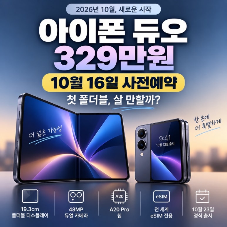 아이폰 듀오 한국 가격 329만원|10월 16일 사전예약 전 꼭 알아야 할 7가지 관련 이미지
