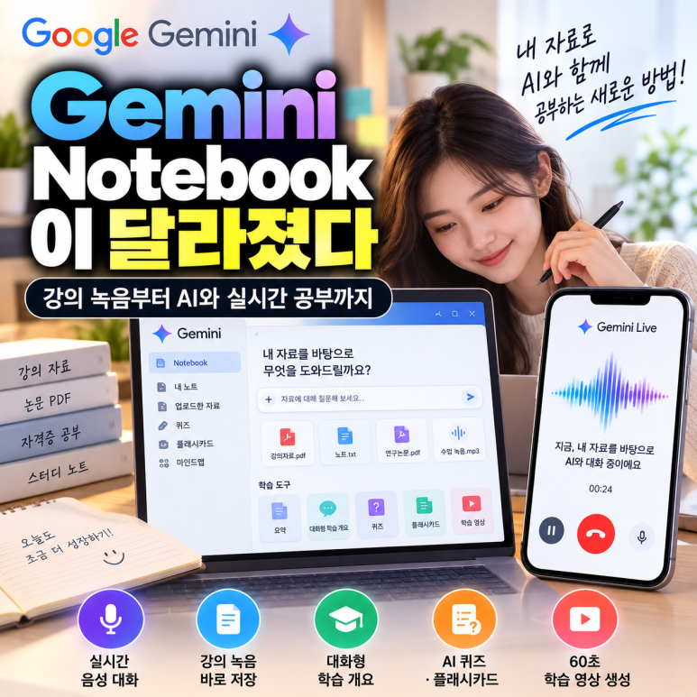 제미나이 노트북이 달라졌다|강의 녹음부터 AI와 실시간 공부까지 관련 이미지
