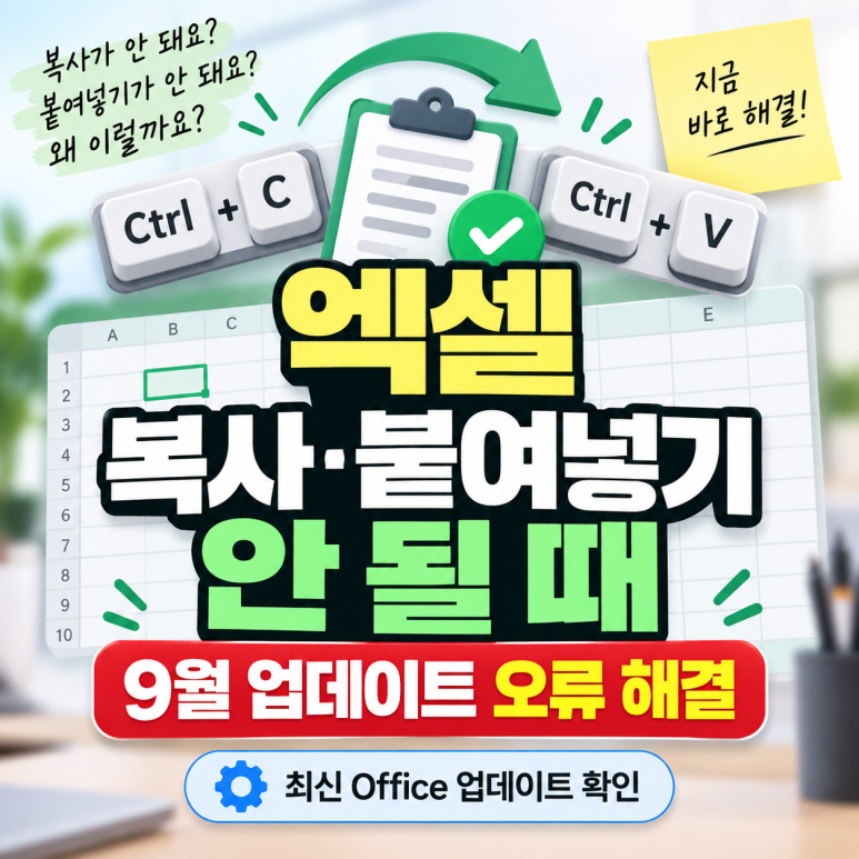 엑셀 복사 붙여넣기 안 될 때|9월 업데이트 오류, Microsoft가 새 해결 업데이트 배포 관련 이미지