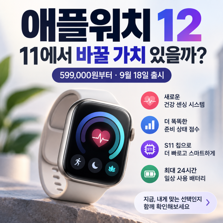 애플워치 12 가격 59만9천원부터|11에서 바꿀 만큼 달라졌을까? 관련 이미지