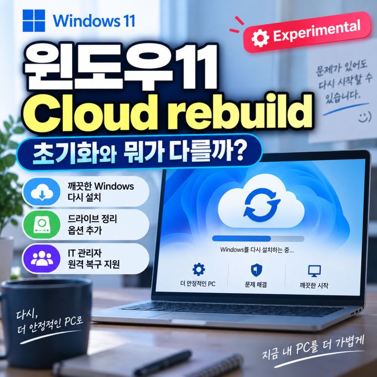 윈도우11 PC가 꼬였을 때 ‘Cloud rebuild’|초기화와 뭐가 다르고 언제 쓰나 관련 이미지