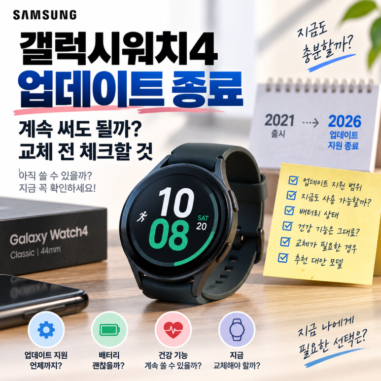 갤럭시워치4 업데이트 종료|계속 써도 될까? 교체 전 체크할 것 관련 이미지