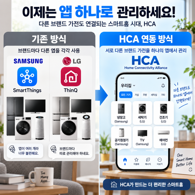 삼성·LG 가전, 앱 하나로 연결할 수 있을까?|HCA 스마트홈 연동 제대로 정리 관련 이미지