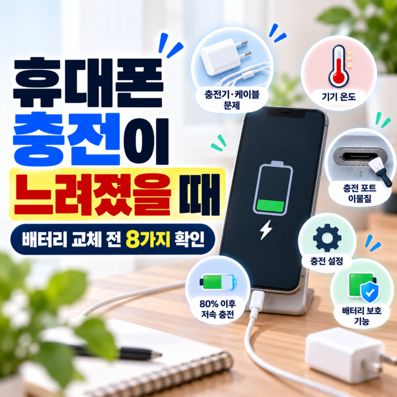 휴대폰 충전이 갑자기 느려졌을 때|배터리 교체 전 확인할 8가지 관련 이미지