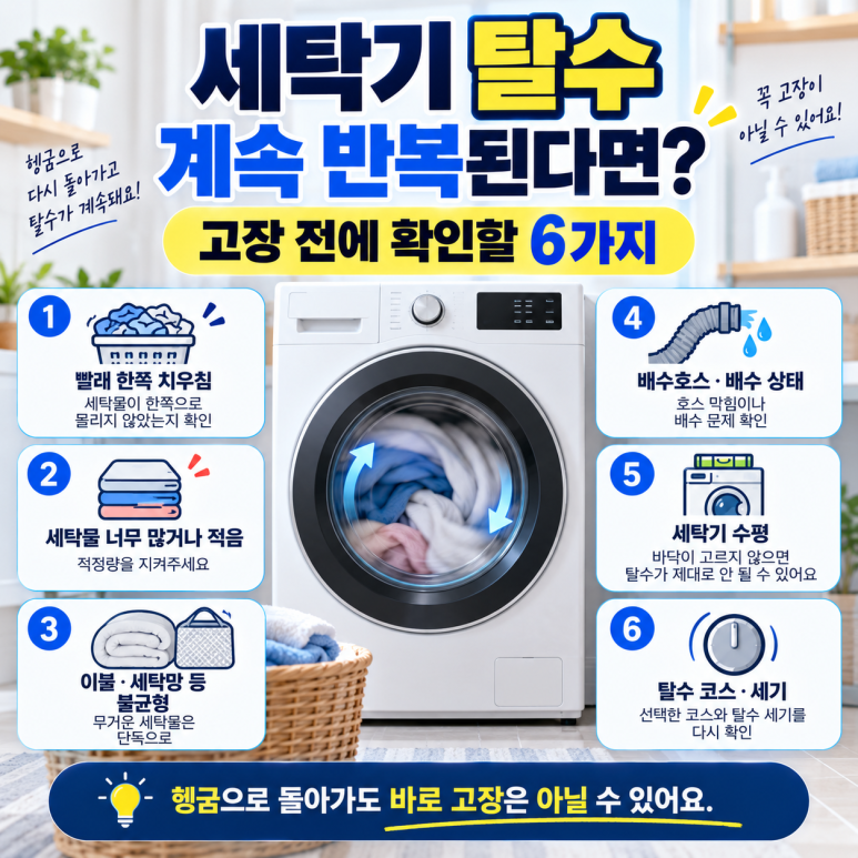 세탁기 탈수가 계속 반복될 때|고장 전에 확인해야 할 6가지 관련 이미지