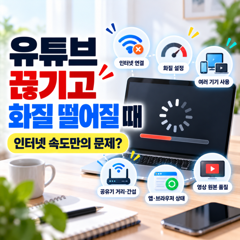 유튜브가 자꾸 끊기고 화질이 떨어질 때|인터넷 속도만의 문제가 아닌 이유 관련 이미지