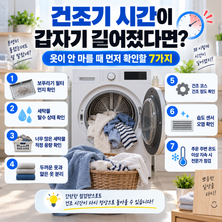 건조기 시간이 갑자기 길어졌을 때|옷이 안 마를 때 먼저 확인할 7가지 관련 이미지