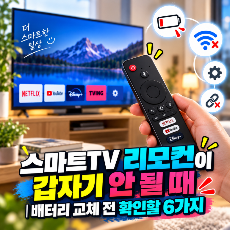스마트TV 리모컨이 갑자기 안 될 때|배터리 교체 전 확인할 6가지 관련 이미지