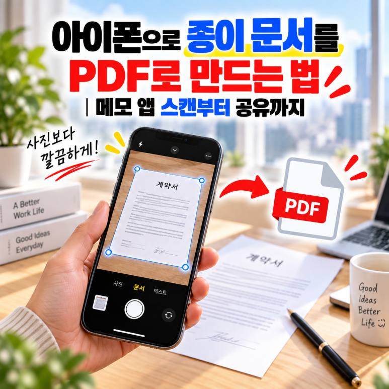 아이폰으로 종이 문서를 PDF로 만드는 법|메모 앱 스캔부터 공유까지 관련 이미지
