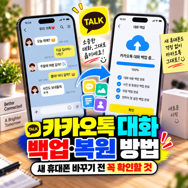 카카오톡 대화 백업·복원 방법|새 휴대폰 바꾸기 전 꼭 확인할 것 관련 이미지