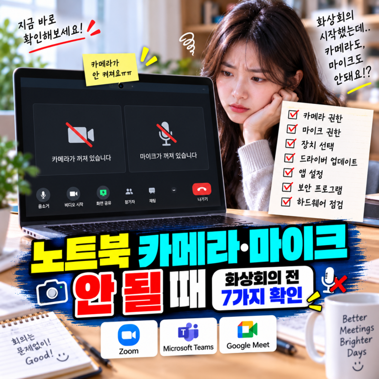 노트북 카메라·마이크 안 될 때|화상회의 전 7가지 확인 관련 이미지