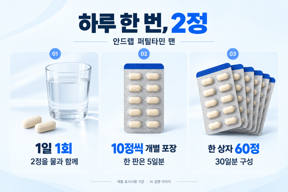 남자 임신 영양제, 안드랩 퍼틸타민 맨의 성분과 개별 포장