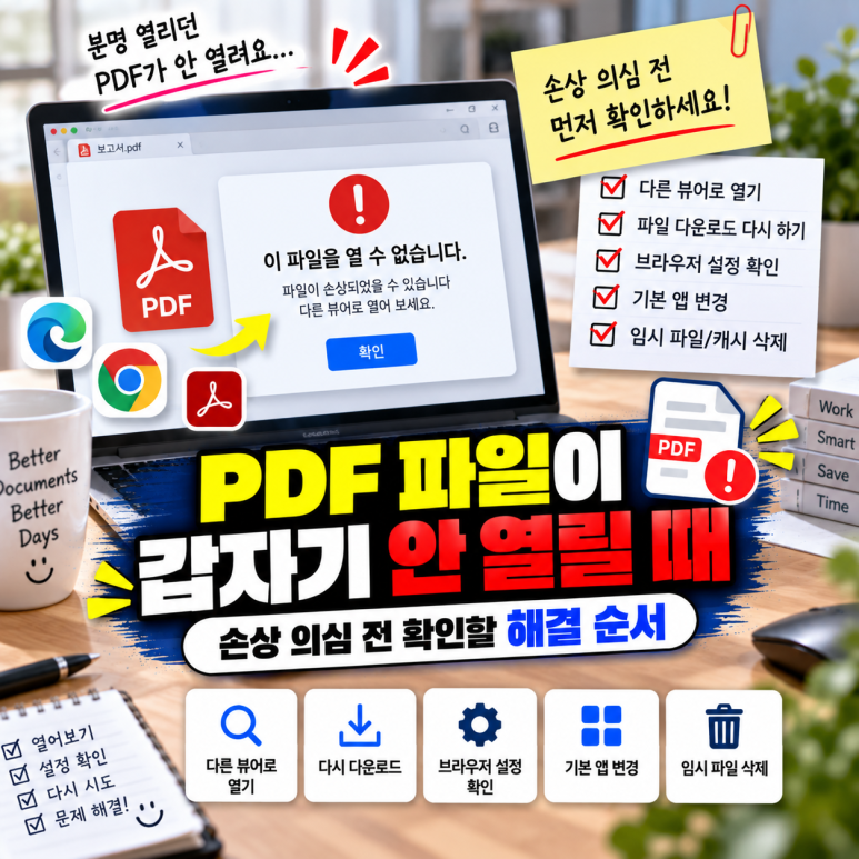 PDF 파일이 갑자기 안 열릴 때|손상 의심 전 확인할 해결 순서 관련 이미지