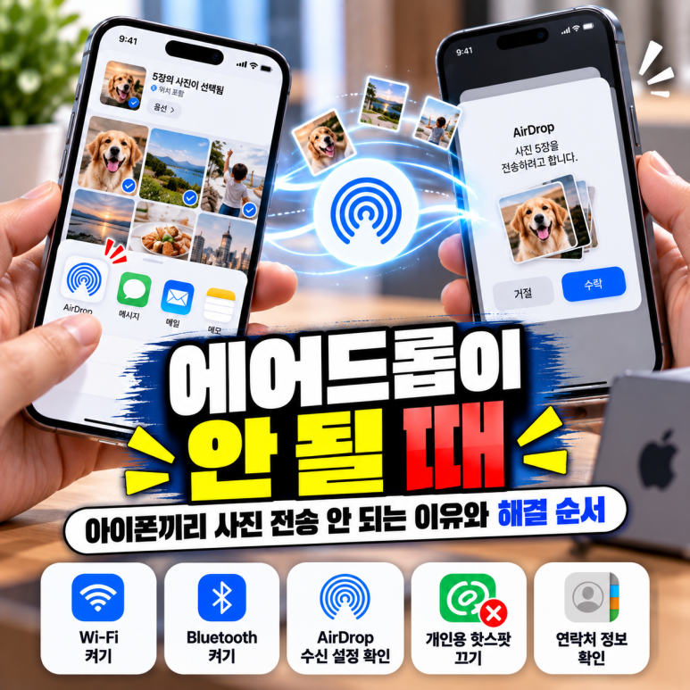 에어드롭이 안 될 때|아이폰끼리 사진 전송 안 되는 이유와 해결 순서 관련 이미지