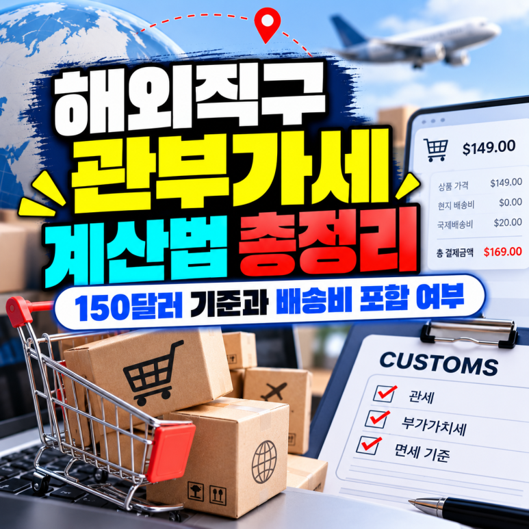 해외직구 관부가세 계산법|150달러 기준과 배송비 포함 여부 총정리 관련 이미지
