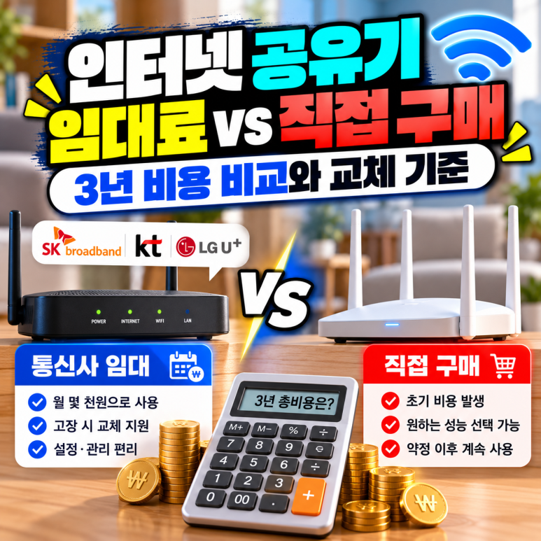 인터넷 공유기 임대료 vs 직접 구매|3년 비용 비교와 교체 기준 관련 이미지