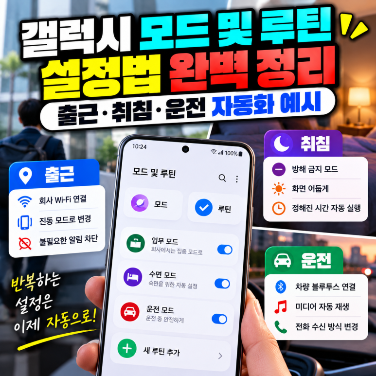 갤럭시 모드 및 루틴 설정법|출근·취침·운전 상황별 자동화 예시 관련 이미지