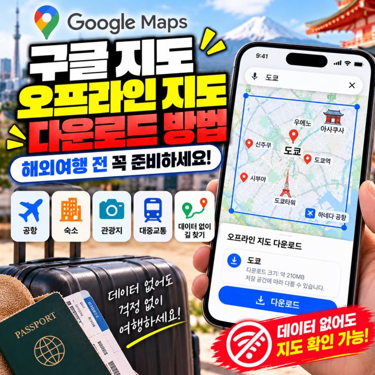 구글 지도 오프라인 지도 다운로드 방법|해외·데이터 없는 곳에서 길 찾기 관련 이미지